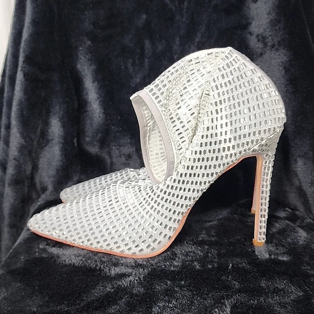 Azalea Wang White Embellished Stilleto Bootie 8.5/9 - Picture 5 of 11